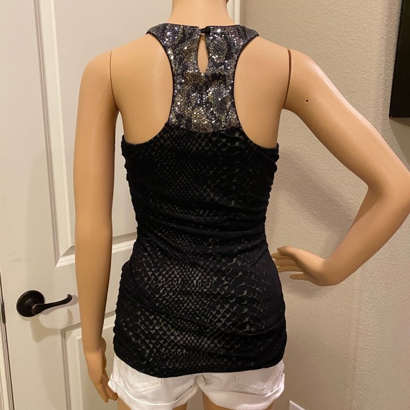 Express Snakeskin & Sequin Print Racerback Top - S - Picture 6 of 6